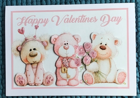 No 5 Valentines Bears A5 Card by Sharron Hylton