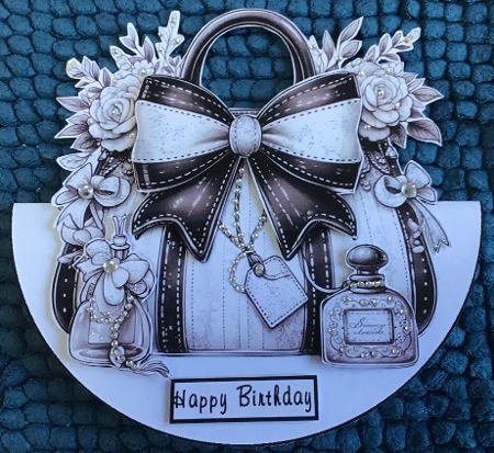  blackand white rocker handbag with decoupage by Sharron Hylton