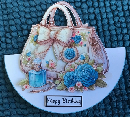 blue handbag rocker card by Sharron Hylton