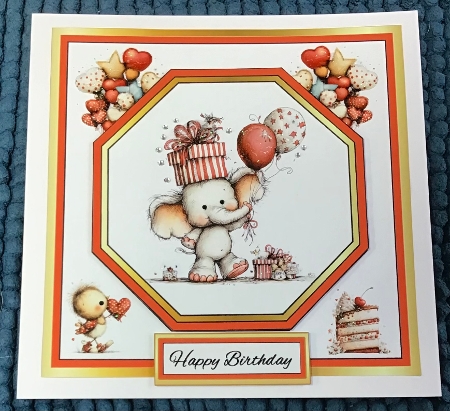 Octagon front Birthday elephant by Sharron Hylton