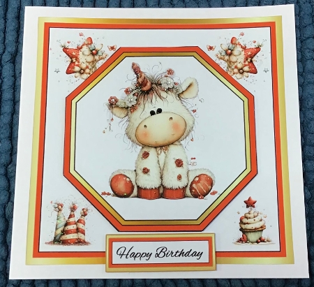 Octagon front Birthday unicorn by Sharron Hylton