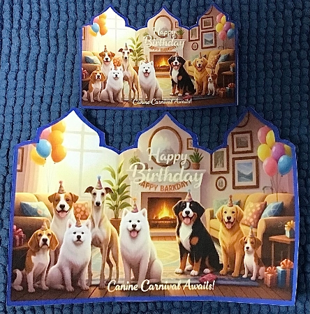 Puppy Pawty Birthday Card – Canine Carnival Celebration by Sharron Hylton