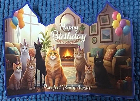 Happy Meowday Birthday Card – Purrfect Cat Party Printable by Sharron Hylton