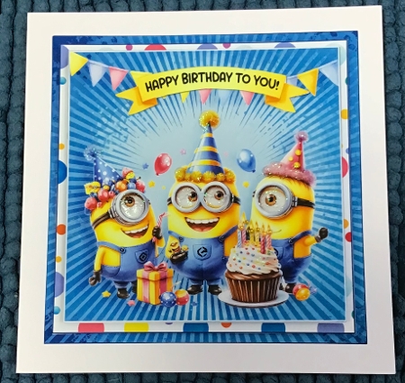Minion Cheers Birthday Card Front Kit-3 by Sharron Hylton