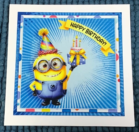 Minion Cheers Birthday Card Front Kit-7 by Sharron Hylton