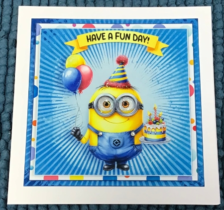 Minion Cheers Birthday Card Front Kit-8 by Sharron Hylton