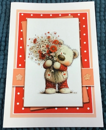 5 x 7 ~ With Love Teddy With Bouquet by Sharron Hylton