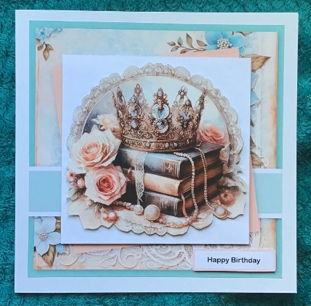 6x6 ~ Roses Books And Crown by Sharron Hylton