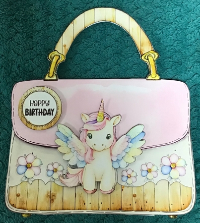 Unicorn Handbag Tent Card-3 by Sharron Hylton