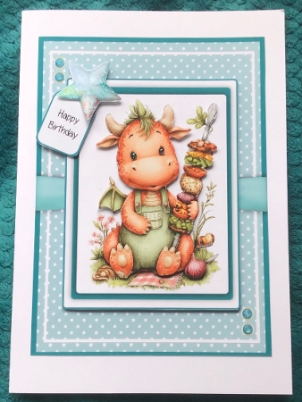 BBQ Dragon - 6x6 and 5x7 Version by Sharron Hylton