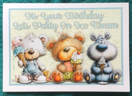 Lets Party On Ice Cream Birthday  A5 Card by Sharron Hylton