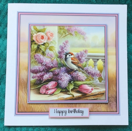 Sparrow with Flowers - Mini Kit 6x6 by Sharron Hylton