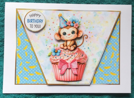 Cute Animal Cupcake-Open Card Front K8 by Sharron Hylton