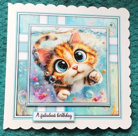 Swimming Cat - Mini Kit 6x6 by Sharron Hylton