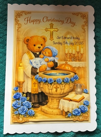 boy christening teddies by Sharron Hylton