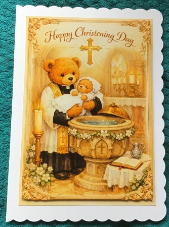 no colour or gender christening teddies by Sharron Hylton