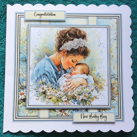 Baby Boy Cuddling - Mini Kit 6x6 by Sharron Hylton