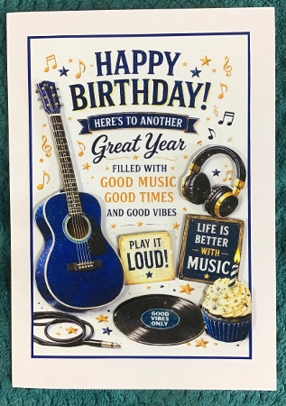 happy birthday blue guitar by Sharron Hylton