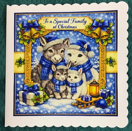 donkey family at christmas by Sharron Hylton