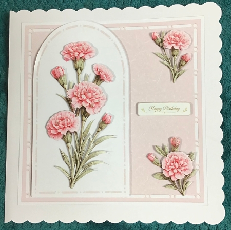 Elegant 7x7 Pink Carnation Card Front – For You Floral Design by Sharron Hylton