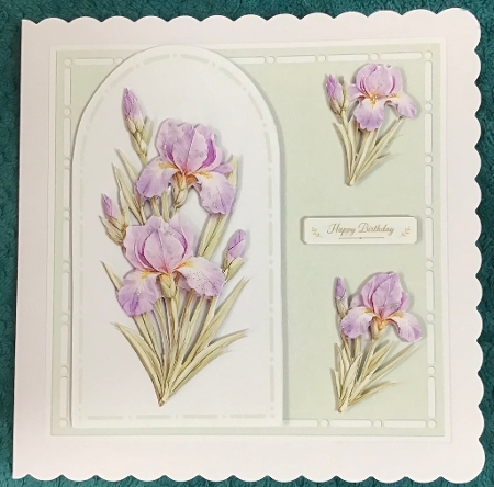 Elegant 7x7 Purple Iris Card Front – Best Wishes Floral Design by Sharron Hylton