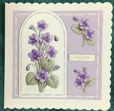 Elegant 7x7 Purple Floral Card Front – With Love Design by Sharron Hylton