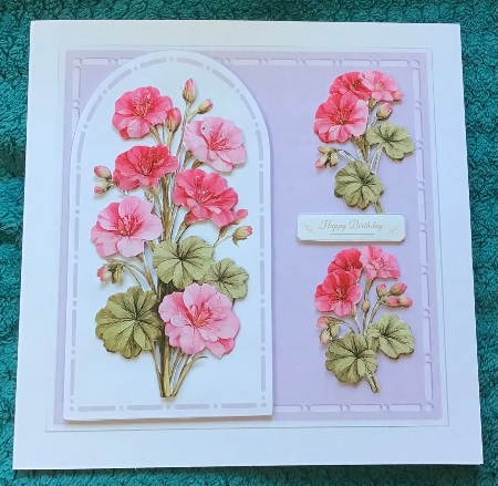 Elegant 7x7 Pink Floral Birthday Card Front – Soft Flower Design by Sharron Hylton