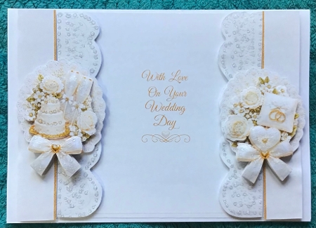 Elegant Lace & White Roses Wedding Day Card Topper by Sharron Hylton