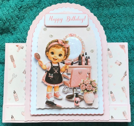 Little Hairdresser Card Topper by Sharron Hylton