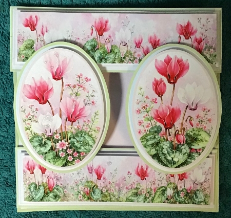 Elegant 7x7 Cyclamen Floral Card Topper for Handmade Crafts by Sharron Hylton