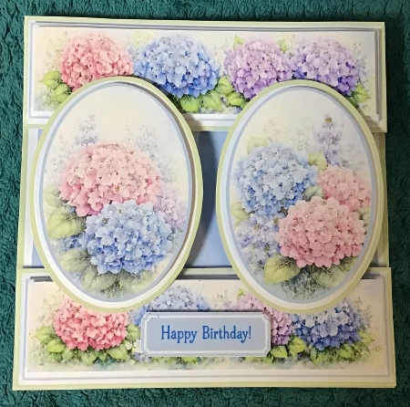 Elegant 7x7 Hydrangea Floral Card Topper for Handmade Crafts by Sharron Hylton