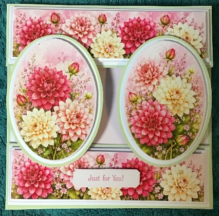 Elegant 7x7 Dahlia Floral Card Topper for Handmade Crafts by Sharron Hylton