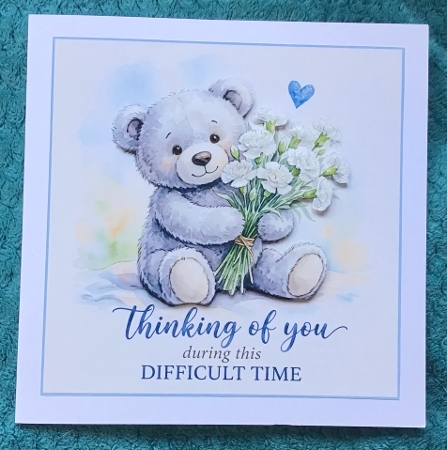 blue bear thinking of you by Sharron Hylton