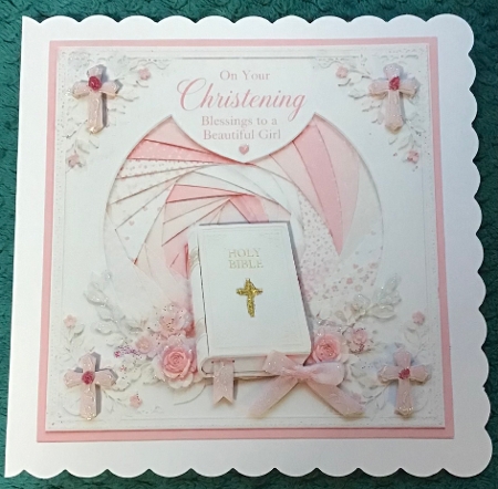 faux iris folding christening girl by Sharron Hylton