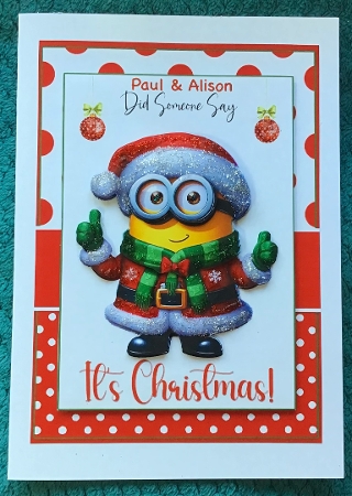 5x7 ~ Its Christmas Minion by Sharron Hylton