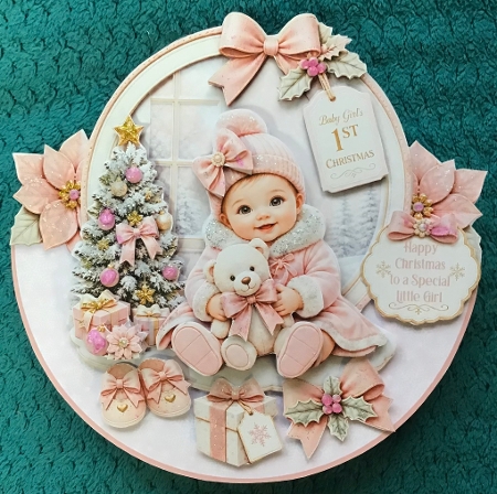 BABYS FIRST CHRISTMAS - GIRL rocker card by Sharron Hylton