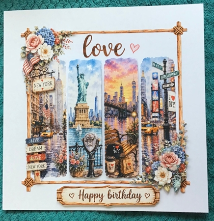 Romantic New York City Floral Panel Card Topper by Sharron Hylton