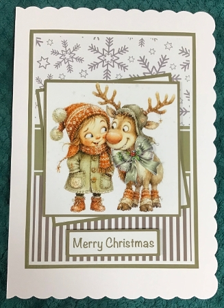 Girl With Reindeer Mini Kit 5x7 (3) by Sharron Hylton