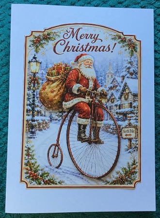vintage santa penny farthing by Sharron Hylton