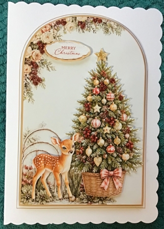 Festive Christmas Deer & Tree Arch Topper with Floral Accents and Holiday Labels by Sharron Hylton