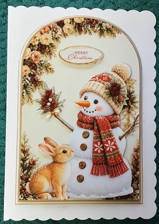 Cute Christmas Snowman & Bunny Arch Topper with Florals & Holiday Labels by Sharron Hylton