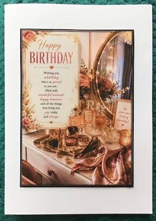 Glamour Dressing Table A4 Birthday Portrait Topper by Sharron Hylton