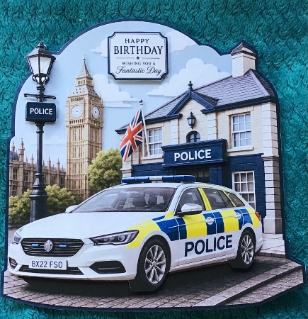 Police Birthday Shaped 7 x 7 Card by Sharron Hylton