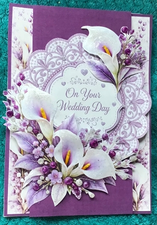 Purple Calla Lilies Wedding 5x7 Card Kit with Lace Borders and Sentiment Labels by Sharron Hylton