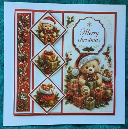 Cute Christmas Bear Diamond Trio – Gifts & Holiday Sack Topper by Sharron Hylton