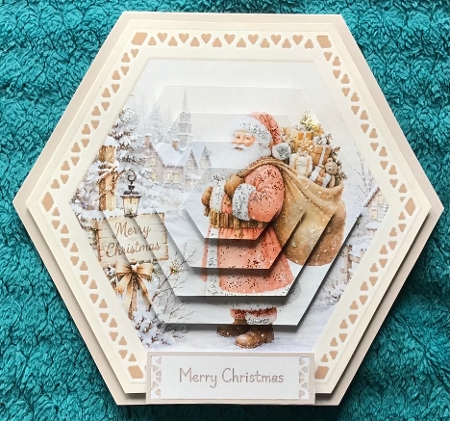 Santa Claus Winter Village Hexagon Christmas Plaque Kit with Festive Toppers by Sharron Hylton