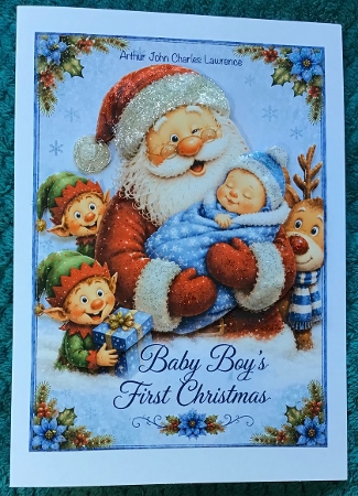 babys  boys 1st christmas santa by Sharron Hylton