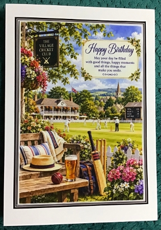 Cricket On The Village Green Birthday A4 Portrait Card Topper by Sharron Hylton
