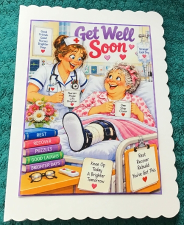 get well soon after your knee op female by Sharron Hylton
