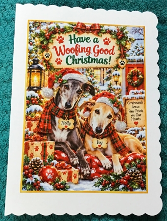 greyhounds at christmas by Sharron Hylton